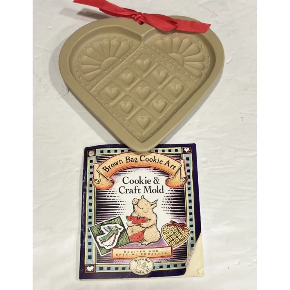 Heart Quilt 1996 Brown Bag Cookie Art Vintage Heart Cookie Mold